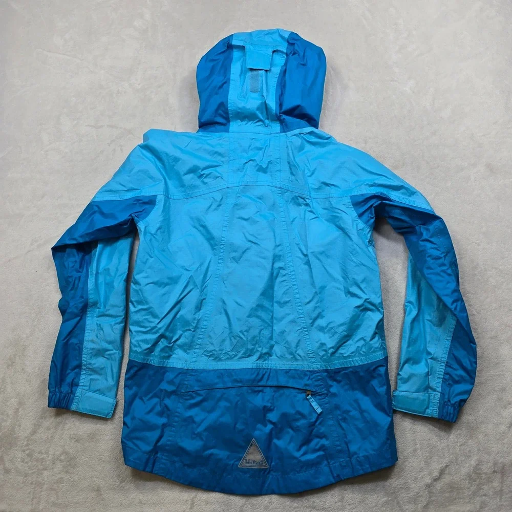 L.L.Bean Rain Jacket Kids Medium 10-12 Blue Lightweight Hooded Zip‎ Up
